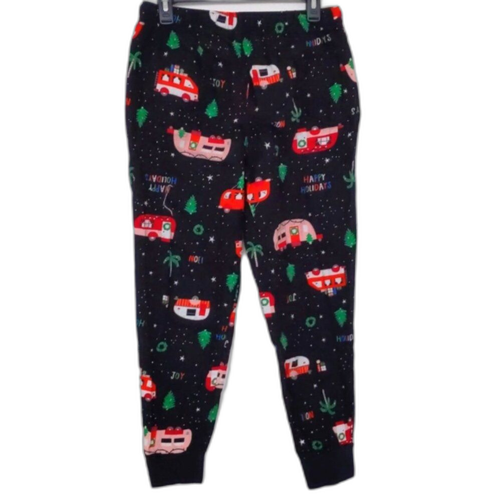 NEW Men's Old Navy Holiday Christmas Campers Cotton Pajama Pants Black Red XS - Picture 2 of 3